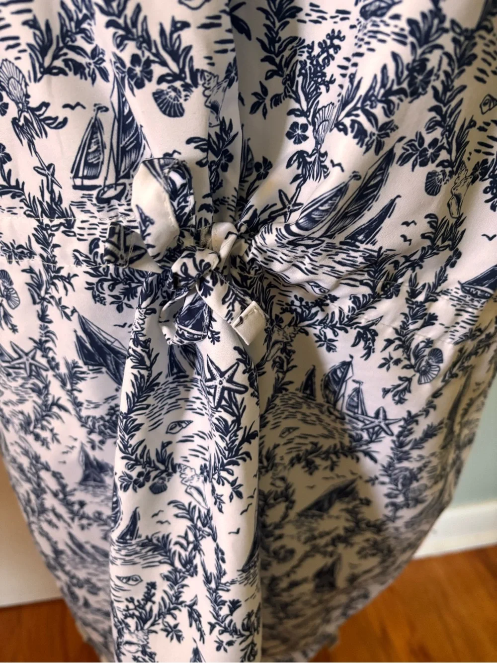 Magellan Outdoors  White & Navy Nautical Printed drawstring waist dress - Picture 8 of 14